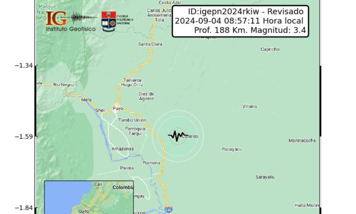 Un sismo se registró la mañana de este 4 de septiembre en Paján, Manabí.