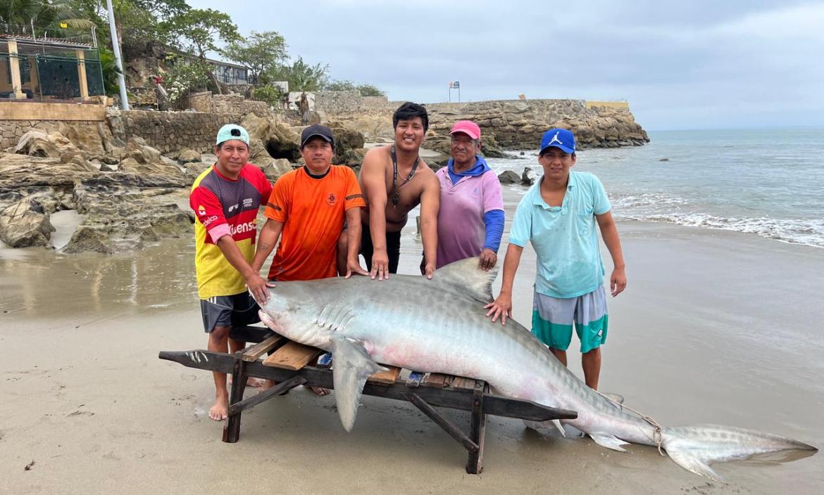 Los pescadores lo encontraron enredado en Punta Blanca.