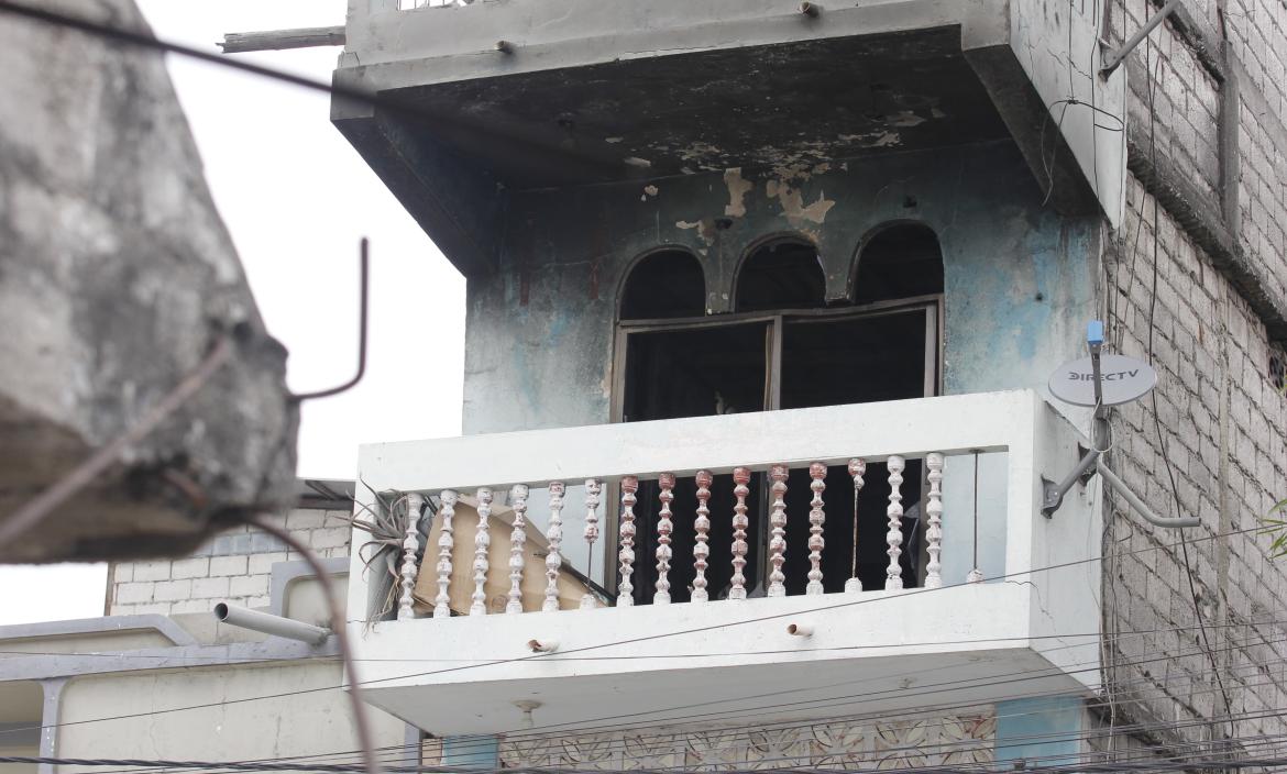 La fachada de la vivienda afectada en Guayaquil.