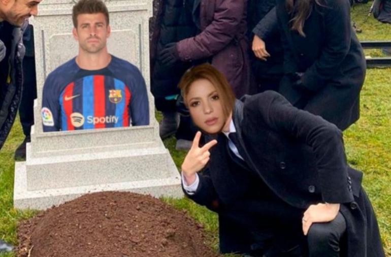 Meme en el que Shakira va al entierro de Piqué.
