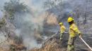 Los bomberos luchaban por apagar el fuego.