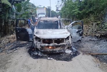 El vehículo se encontró incinerado la mañana de este 8 de noviembre.