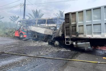 Así fue cómo quedó el bus luego del accidente de tránsito.