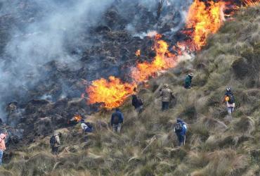 El Cuerpo de Bomberos de Cuenca lucha contra el fuego. Desde otras localidades se suman también especialistas.