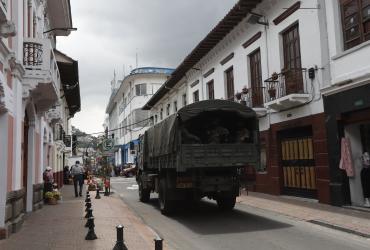 El Centro Histórico de Quito está militarizado esta tarde.