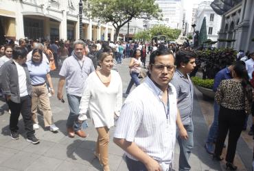 El simulacro que se vivió en el centro de Guayaquil.