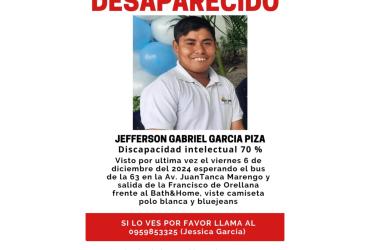 Este es el afiche de ayuda para tratar de encontrar al joven.