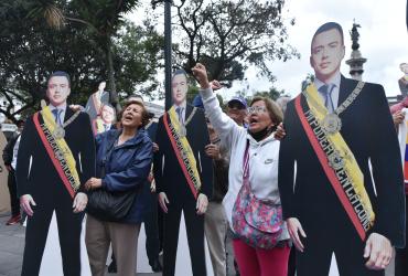 Más de 200 personas se convocaron para respaldar al presidente Daniel Noboa.