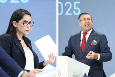 Luisa González e Iván Saquicela se enfrentaron en el debate presidencial.