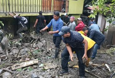 Viviendas afectadas por el fuerte aguacero ocurrido en Loja.