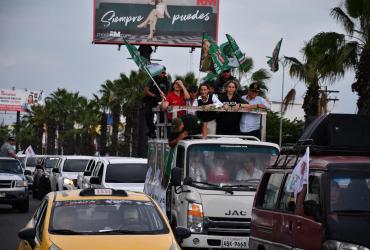 La candidata presidencial Andrea González en Machala.