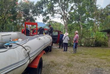 Aguacero en la amazonia provoco desbordamiento de un rio en Zamora Chinchipe.