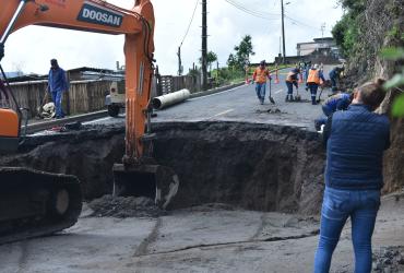 Calle se hundió en Chilibulo