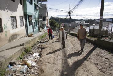 Calle Libertadores del barrio San Salvador, en Toctiuco, Quito