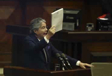 Guillermo Lasso durante su juicio político en la Asamblea Nacional.