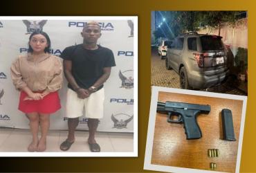 Miler Bolaños y Nicole Calmet, detenidos por tenencia y porte de arma de fuego en Daule