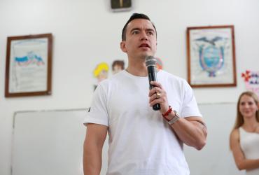 Daniel Noboa, presidente de Ecuador, en la votación del 16 de noviembre.