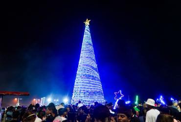 Encendida del árbol navideño en Playas.