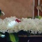 Dos cruces de flores y un portarretrato con su foto cubren el féretro donde reposa el cuerpo de Brenda Borbor.