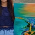 Gaby Balda muestra en Instagram su pintura que homenajea a Guayaquil.
