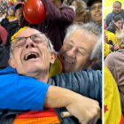 Los hinchas de la tercera edad enterneció a los internautas. Llevaban 77 años esperando el triunfo de Papá.