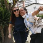 La francesa Celia Magere felicitó a su pareja, Cristina Pozo, por el título alcanzado por Argentina en el Mundial.