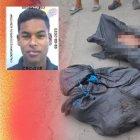 Los restos del joven de 19 años estaba metido en tres sacos de yute de color negro.