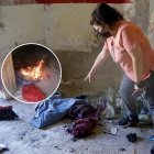 Consuelo Arroyo muestra una de las habitaciones donde empezaron a quemar cosas.