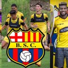 Álex Rangel, Javier Arreaga, Gastón Campi y Gustavo Vallecilla, zagueros de Barcelona SC.