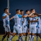 Jugadores del Guayaquil City festejan tras la goleada 3-1 ante San Antonio que les valió el ascenso.