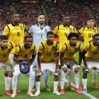 Los jugadores de la selección de Ecuador que la noche del pasado martes empataron a 1 ante México, en el amistoso que se jugó en Guadalajara.