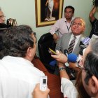 Jaime Nebot durante la discusión con el juez Wilson Luque. "¡Silencio, delincuente!", le dijo.