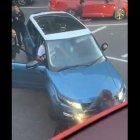  Mujer resultó herida luego de ser aplastada por otro vehículo. 