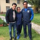  Jefferson Pérez junto a Glenda Morejón (c) la marchista que le sigue sus pasos.  