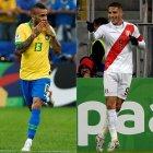  Edición futbolistas de Perú y Brasil. Los equipos se enfrentan en el estadio Maracaná por la final de la Copa América. .  