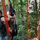 Dos imágenes de Beka Garris y su hija en plena escena de caza.