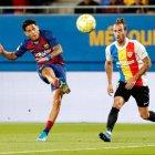  El extremo ecuatoriano Kike Saverio tuvo una destacada actuación con el primer equipo del Barcelona de España, que disputó un amistoso ante Cartagena FC.  