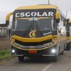  Transportes escolares e institucionales permanecieron parqueados durante cuatro horas, en señal de protesta.  
