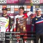  Campo, en el podio de la ronda 3 de la Copa Mundial de BMX. 