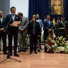  Pablo Celi, contralor subrogante, durante su intervención en el velorio de Julio César Trujillo, este lunes 20 de mayo de 2019. 