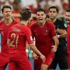  Los jugadores de Portugal celebrando la clasificación. 