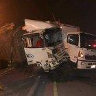  Los pesados automotores quedaron aprisionados en el parterre; uno era un tipo furgón y el otro trasladaba madera. 