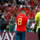  El centrocampista español Koke reacciona tras fallar un penalti durante el partido España-Rusia 