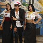  Alejandro Balla, conocido como Habitante 3C, junto a Jeniffer Moyolema y Anabell Sagñay.  