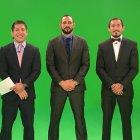  Chito junto a Santiago Ponzinibbio y Víctor Dávila, en el set de UFC Ahora. 