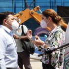 La ministra Andrea Sotomayor estuvo de testigo en la pista atlética Víctor Emilio Estrada. Conversó con Roger Loor, representante de las Ligas cantonales de Guayas.