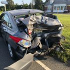 Vehículo de la 'Gringa' luego del accidente. La presentadora aseguró que se salvó de milagro.