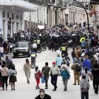 La marcha fue repelida con gas lacrimógeno cuando llegó al Centro Histórico.