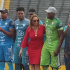 Lucía Vallecilla junto al golero Johan Padilla cuando mantenían una buena relación al inicio de la temporada.