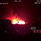 El sistema de vigilancia ECU911 muestra imágenes del incendio.